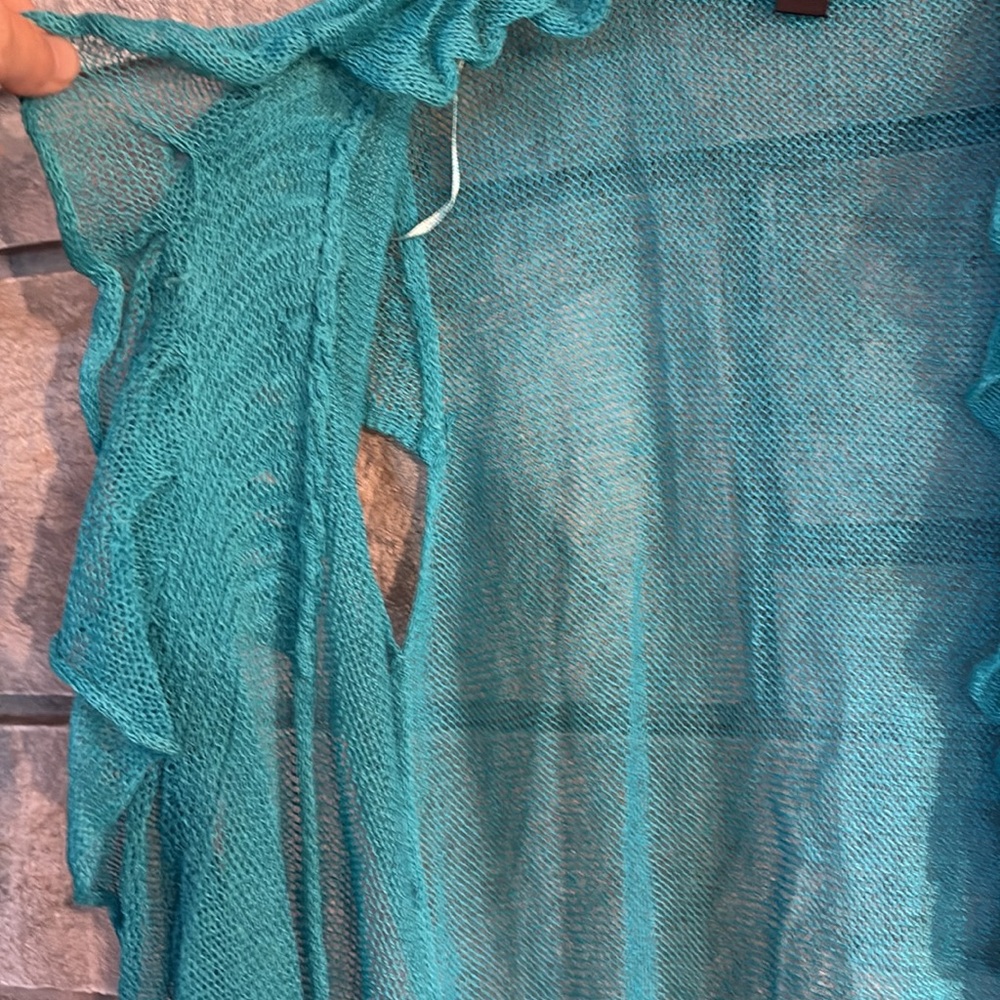 Turquoise Ruffled Cardigan - Picture 7 of 8